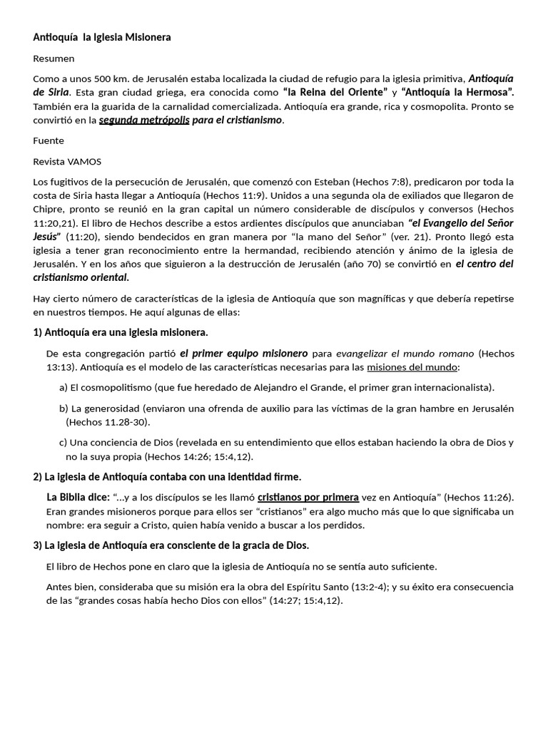 Antioquía: Modelo de Iglesia Misionera | PDF | Misionero | Iglesia ...