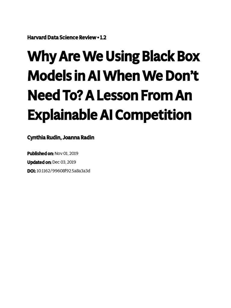 Black Box vs. Interpretable AI Models | PDF | Machine Learning ...
