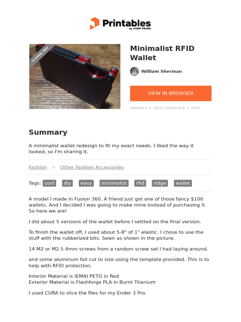 Minimalist RFID Wallet Design Guide | PDF