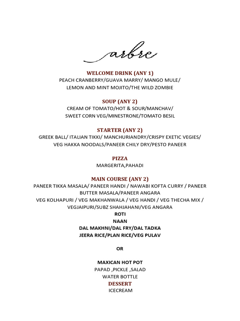 Diverse Multi-Course Menu Options | PDF