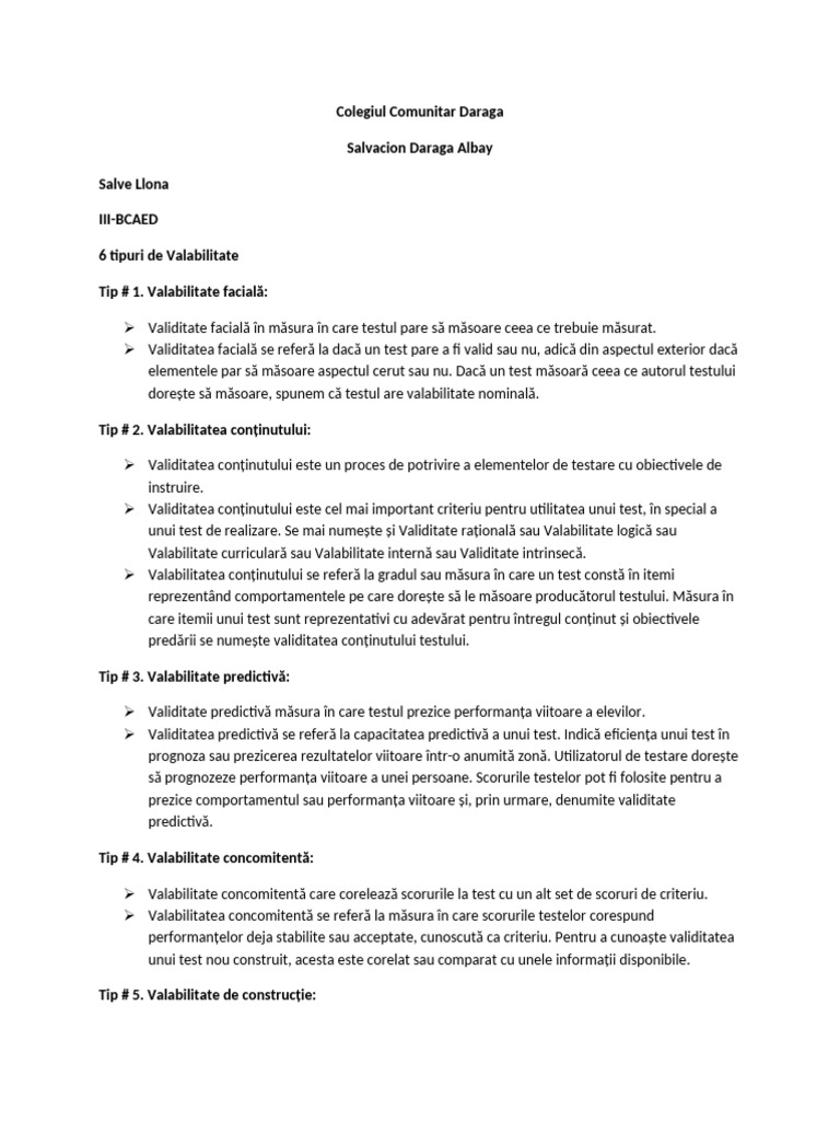 6 Tipuri de Validitate | PDF