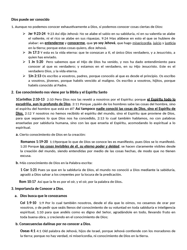Conocimiento de Dios a través de la Biblia | PDF | Dios | Vida eterna ...