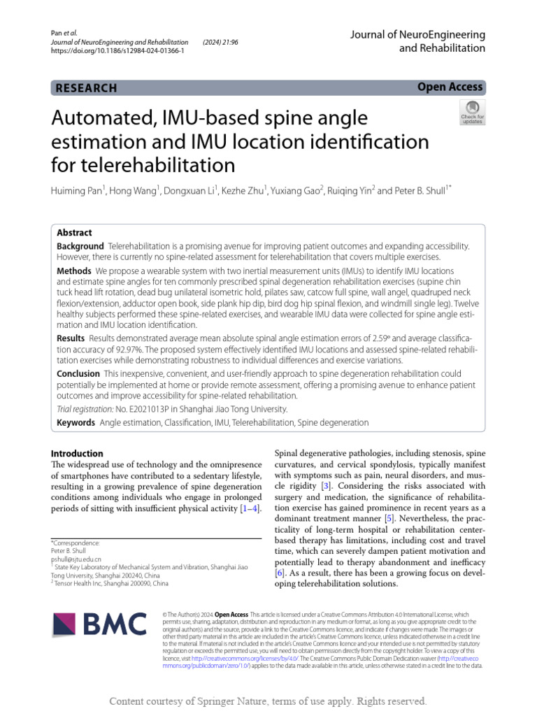 Automated IMU-based Spine Angle Estimation and IMU | PDF | Anatomical ...