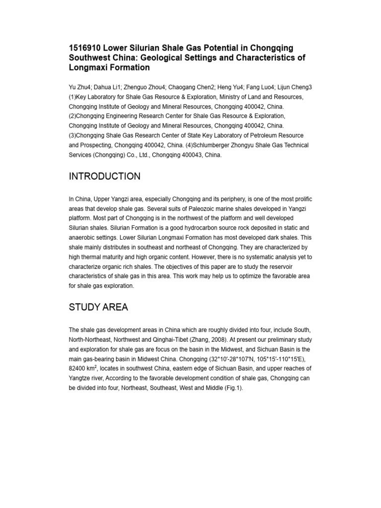 Lower Silurian Shale Gas in Chongqing | PDF | Shale | Sedimentary Rock