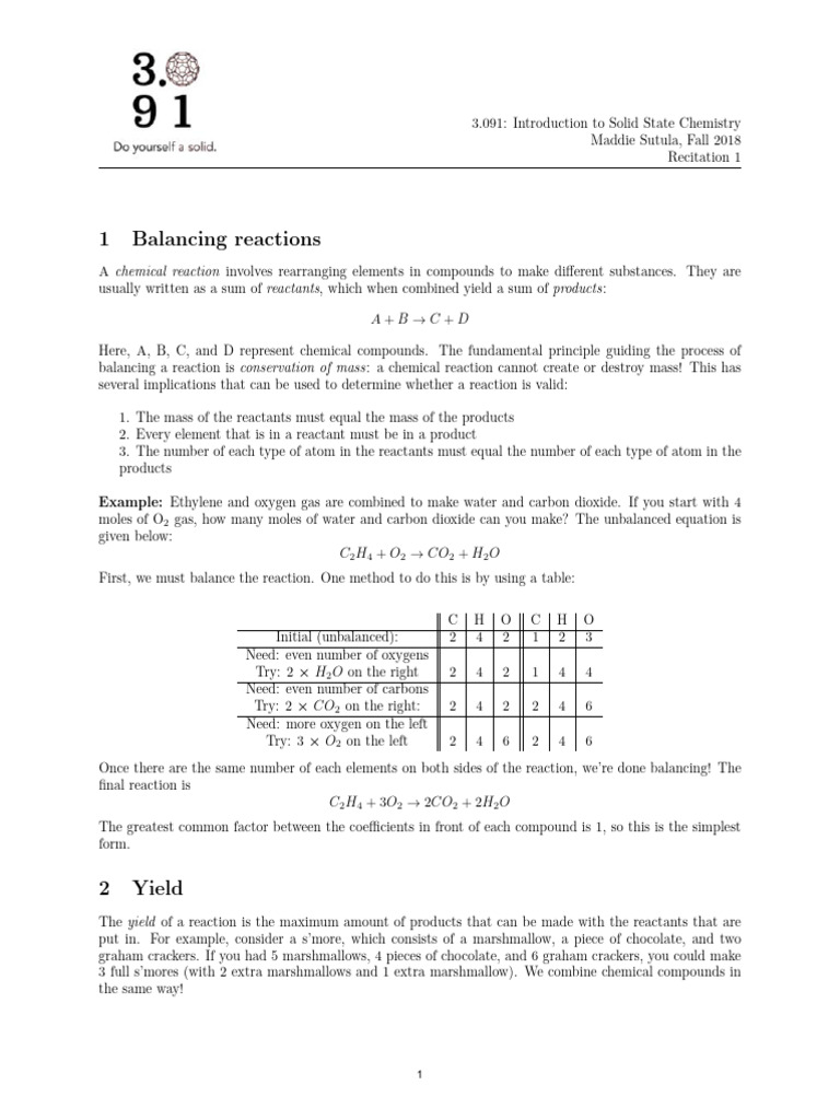 Balancing Chemical Reactions Guide | PDF | Magnesium | Mole (Unit)