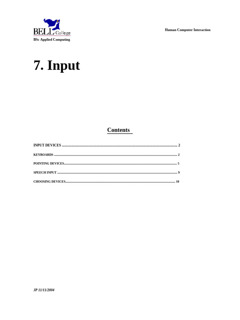 hcinotes7 | PDF | Computer Keyboard | Cursor (User Interface)