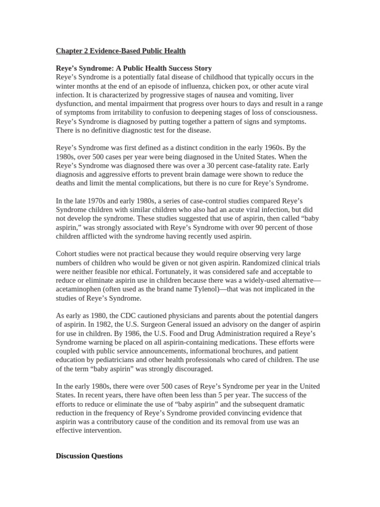 Reye's Syndrome: A Public Health Triumph | PDF | Medical Diagnosis ...