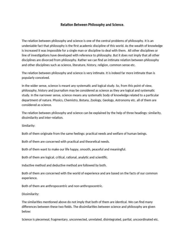 Philosophy and Science: A Complex Relationship | PDF | Science ...