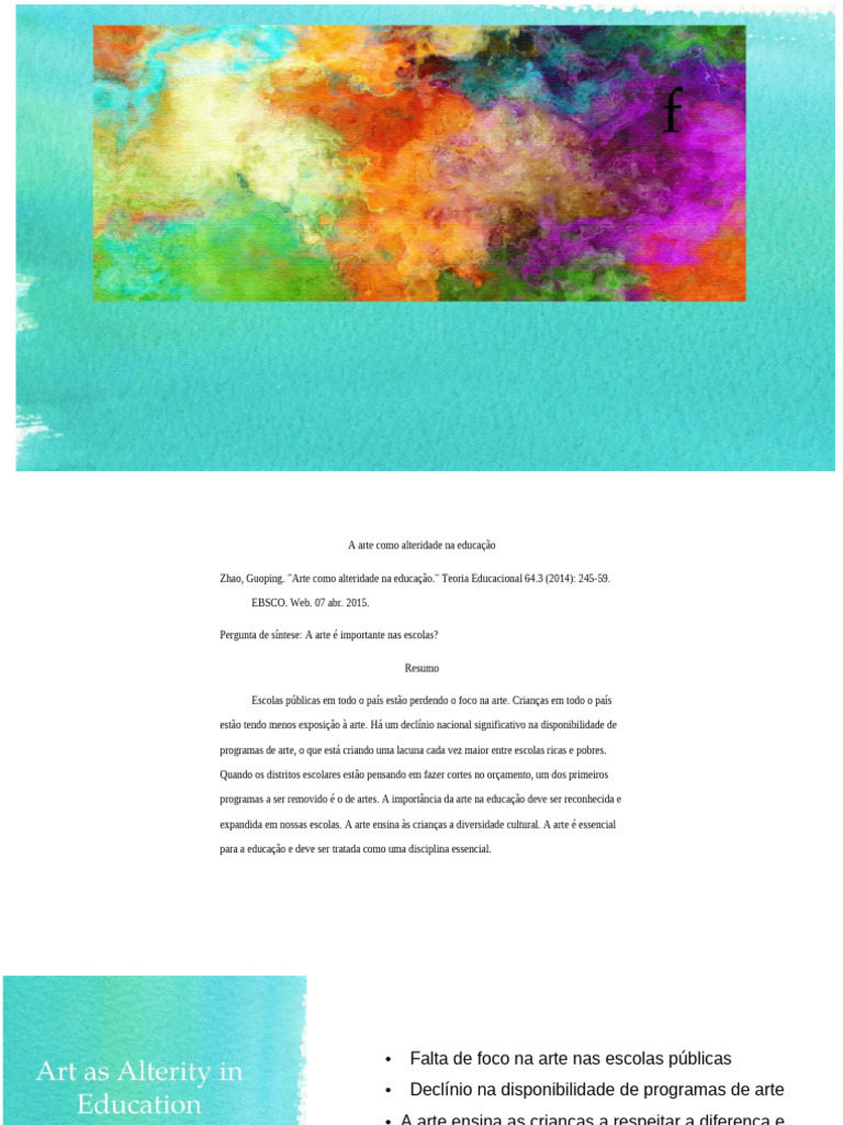 A Importância Da Arte Na Educação | PDF | Escolas