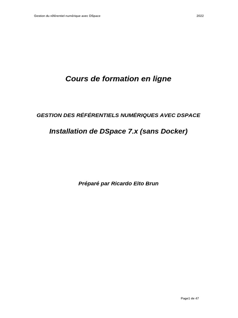 Installation de DSpace 7.x sans Docker | PDF | Java (technique) | Java ...