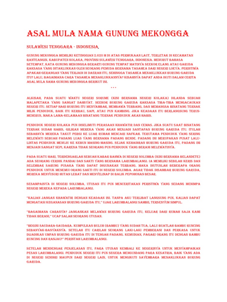 Asal Mula Nama Gunung Mekongga