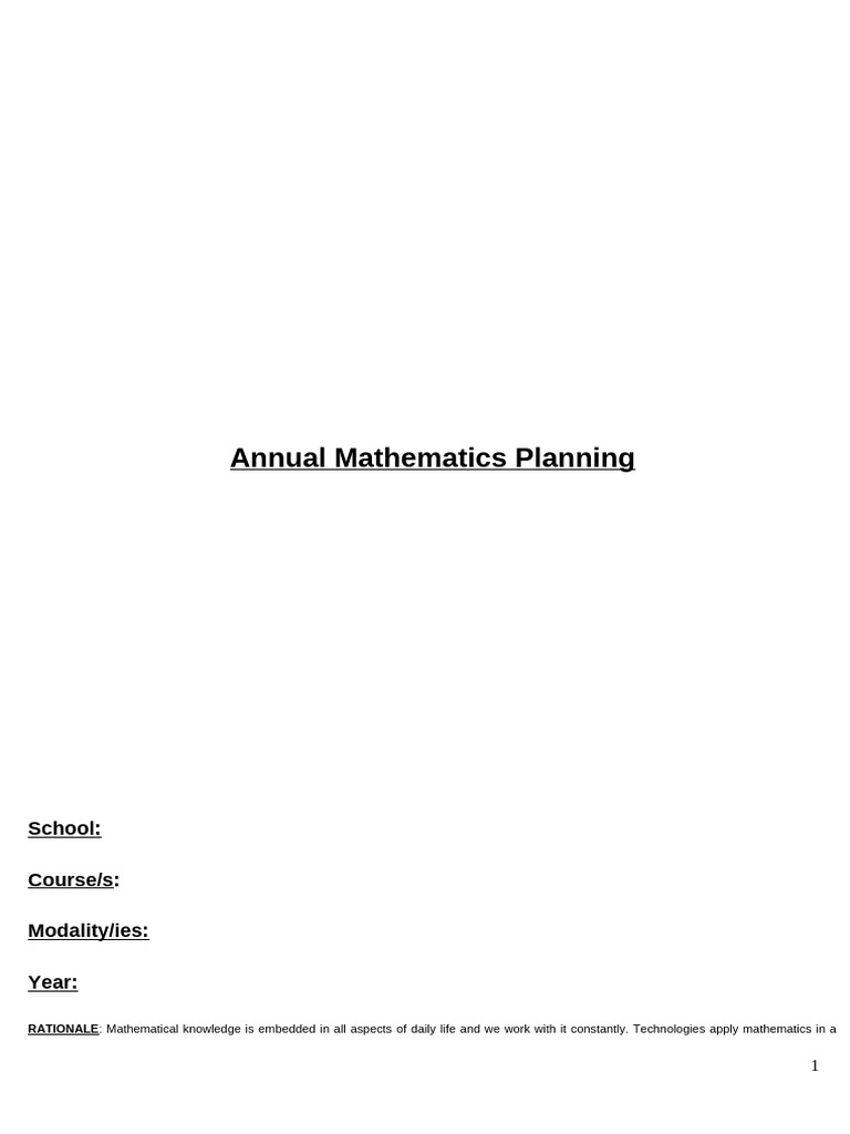 Annual Planning For 5th Year | PDF | Function (Mathematics ...