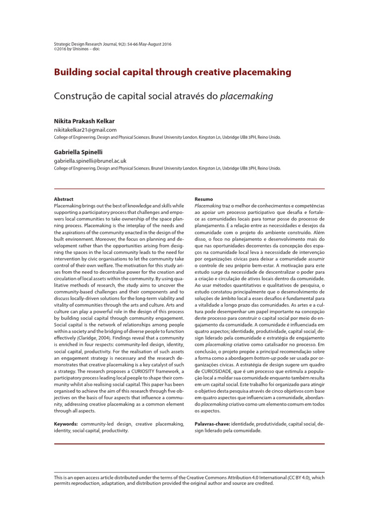 Building Social Capital through Placemaking | PDF | Social Capital ...