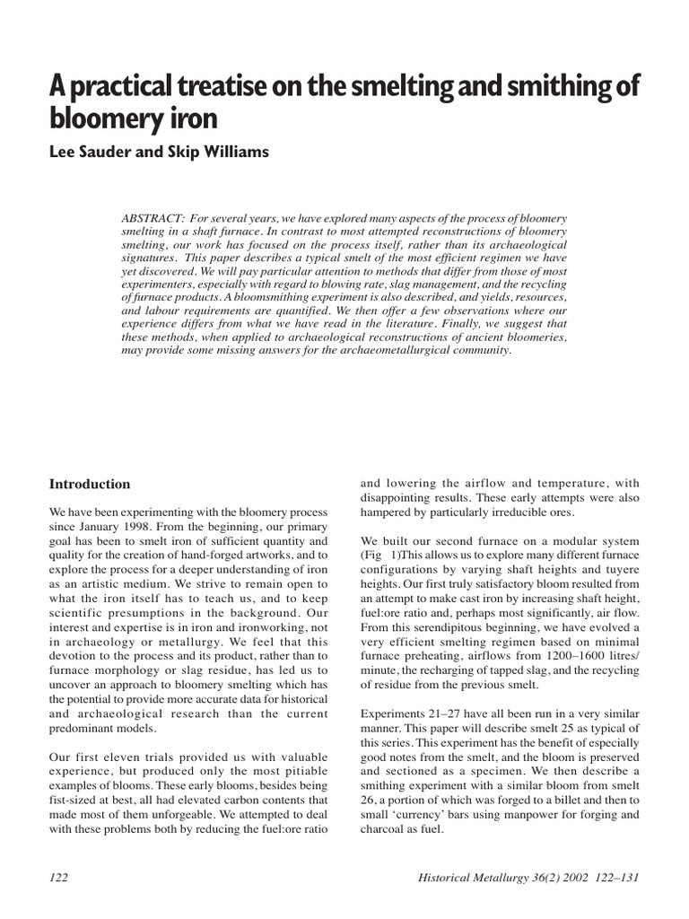 Efficient Bloomery Iron Smelting Methods | PDF | Smelting | Metallurgy