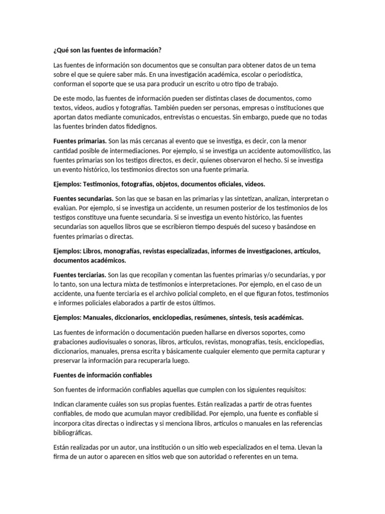 Qué Son Las Fuentes de Información | PDF | Testimonio | Información