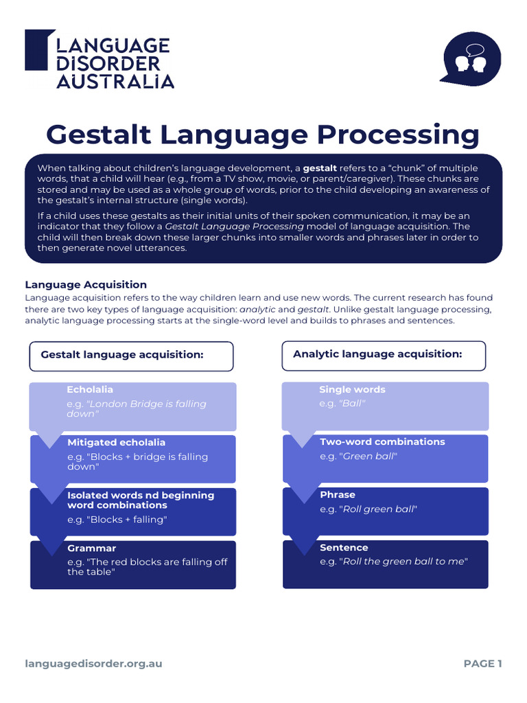 Gestalt Language Processing Language Disorder Australia 1 1 | PDF ...