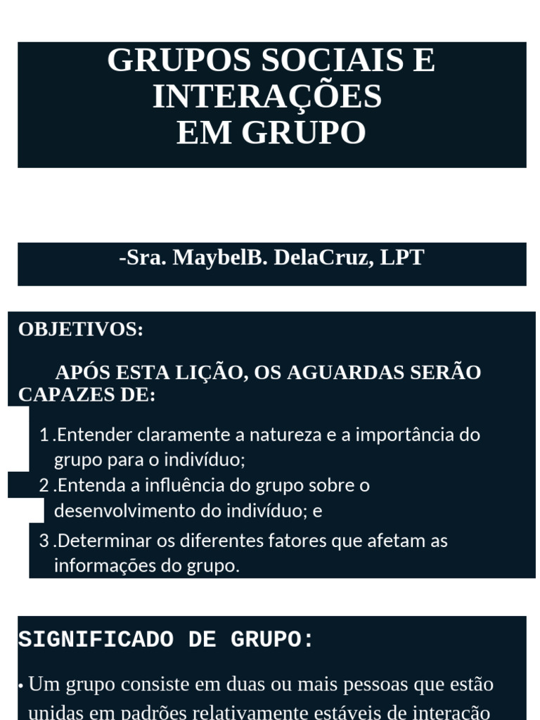 Grupos Sociais e Interações em Grupo | PDF | Sociologia | Sociedade