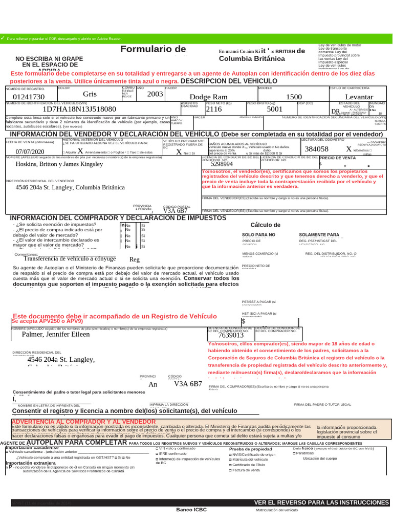 Matriculación de vehículo en Langley, BC | PDF | Impuestos | Mercado ...