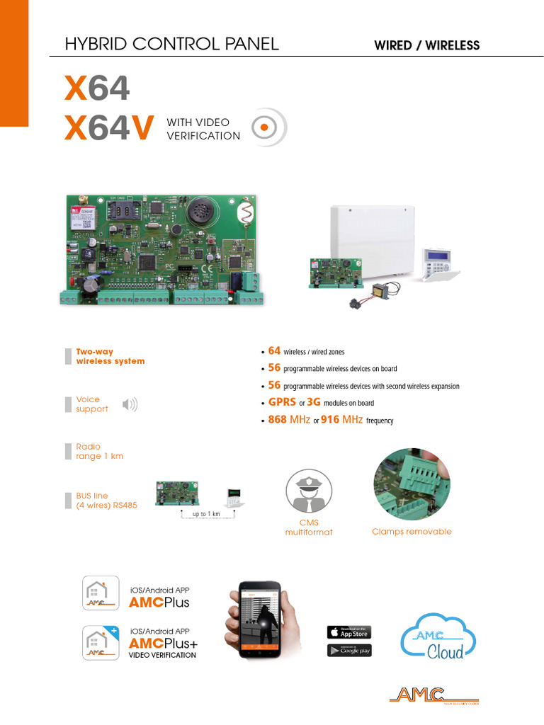 Hybrid Security Control Panel X64 | PDF | 3 G | Security Alarm