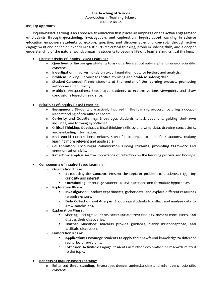 Inquiry-Based Learning in Science Education | PDF | Inquiry Based ...