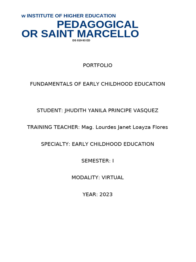 Portfolio - Fundamentals of Early Childhood Education | PDF ...