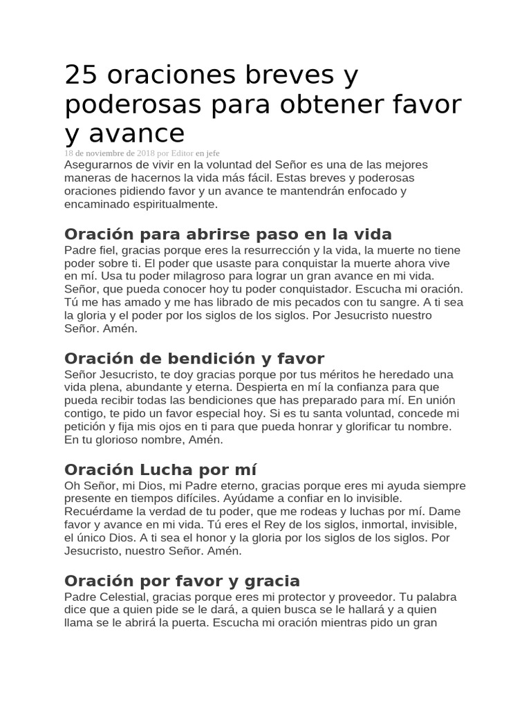 25 Oraciones Poderosas para Favor | PDF | Oración | Dios el padre