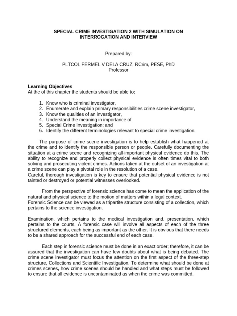 Chapter 1 Special Crime Investigation 2 With Simulation On