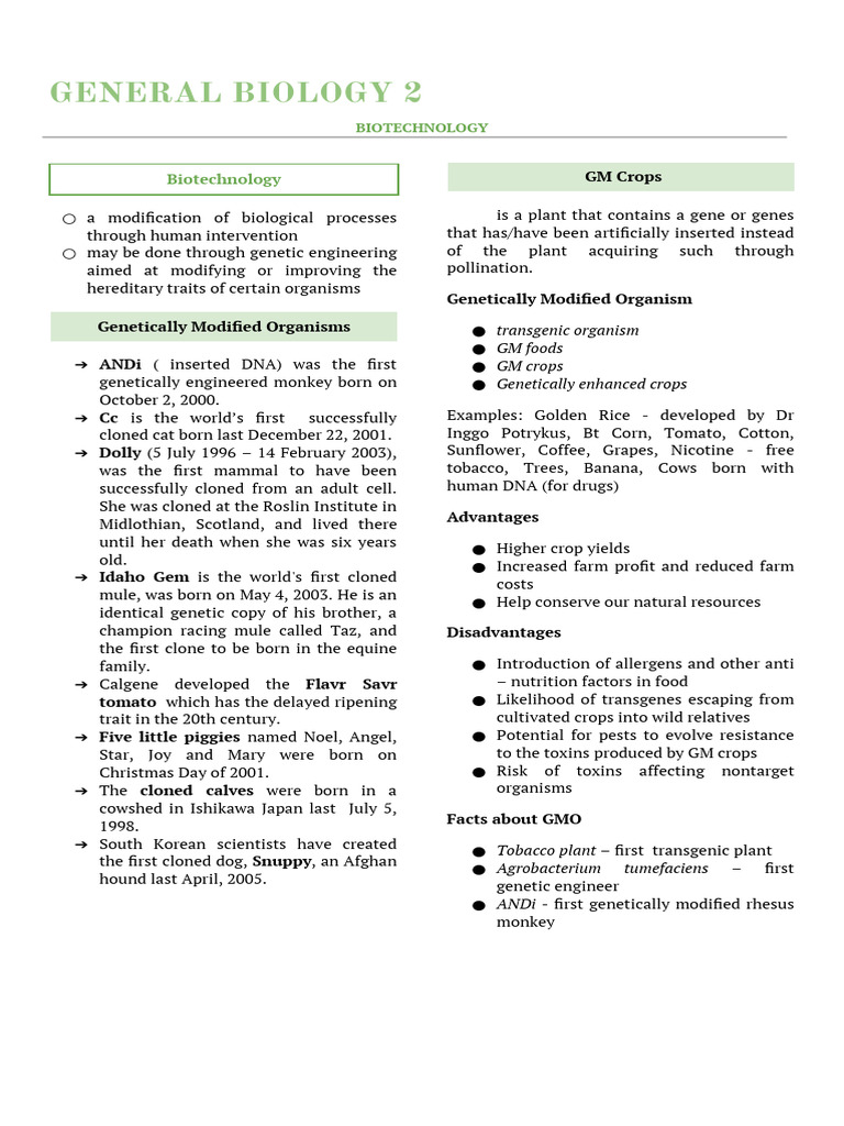 General Biology 2 | PDF | Molecular Cloning | Gene