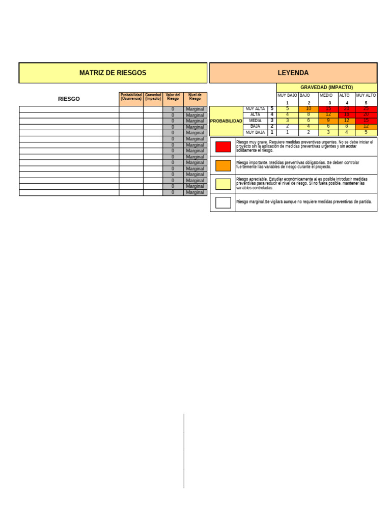 Matriz de Riesgos: Evaluación y Medidas | PDF