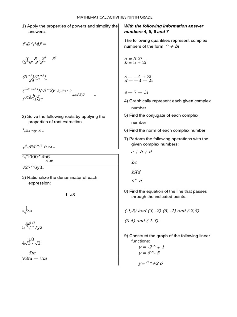 Activities For The Mathematics Qualification Grade 9 | PDF | Quadratic ...