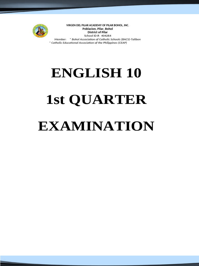 English 10 1st Quarter Exam Guide | PDF | Essays | Human Communication