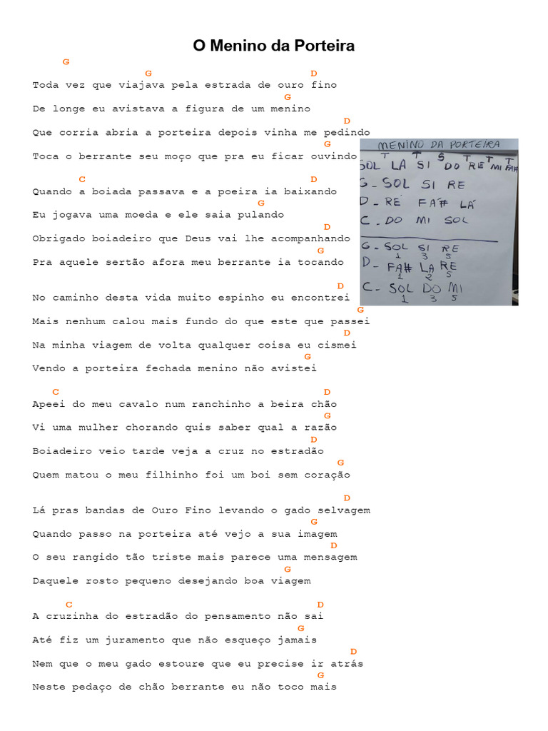 O Menino da Porteira: Letra e Significado | PDF
