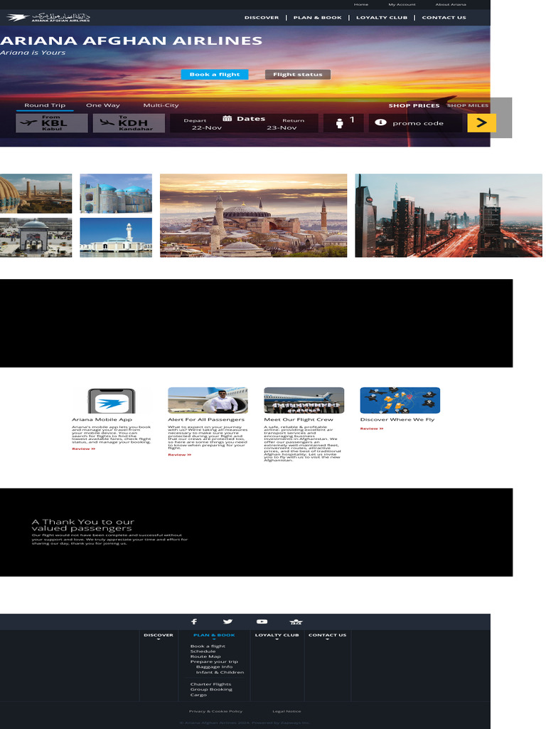 Ariana Afghan Airlines PDF Afghanistan Airlines