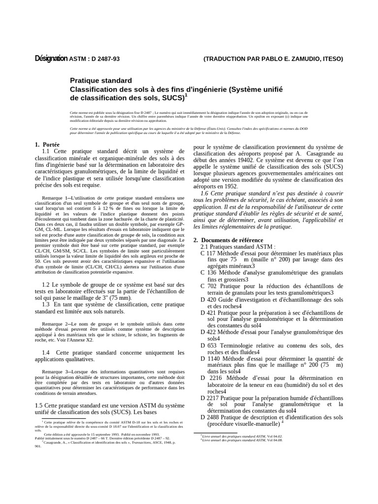 Classification des sols selon ASTM D 2487 | PDF | Limon | Plastique