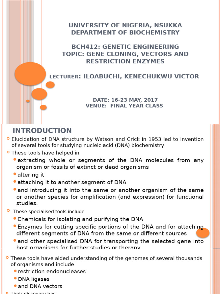 Gene Cloning and Restriction Enzymes Guide | PDF | Molecular Cloning ...
