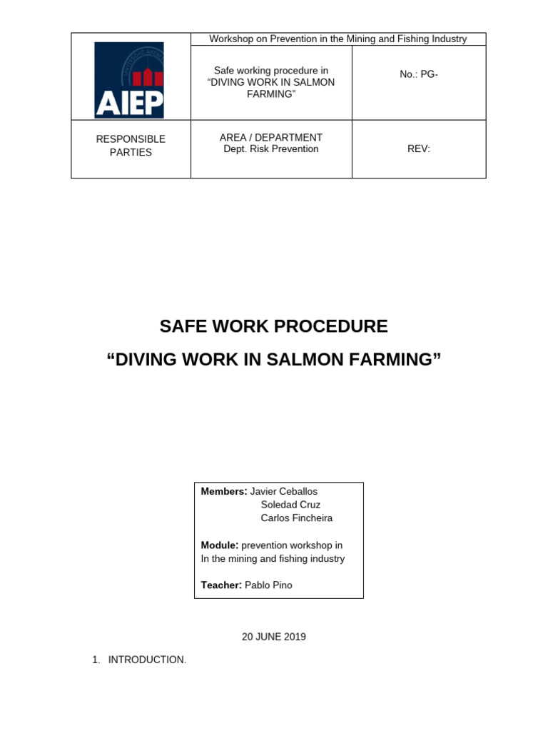 Safe Diving Procedures for Salmon Farming | PDF | Underwater Diving