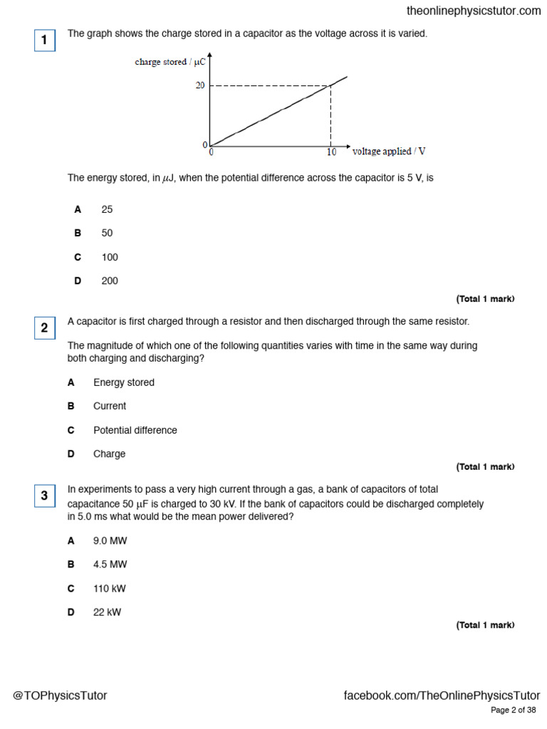 Capacitor Energy and Charge Analysis | PDF | Capacitor | Capacitance