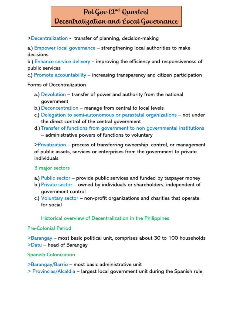 Decentralization and Governance in the Philippines | PDF | Elections ...