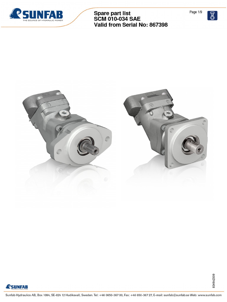 Spare Parts List SCM 010-034 SAE | PDF | Piston | Mechanical Engineering