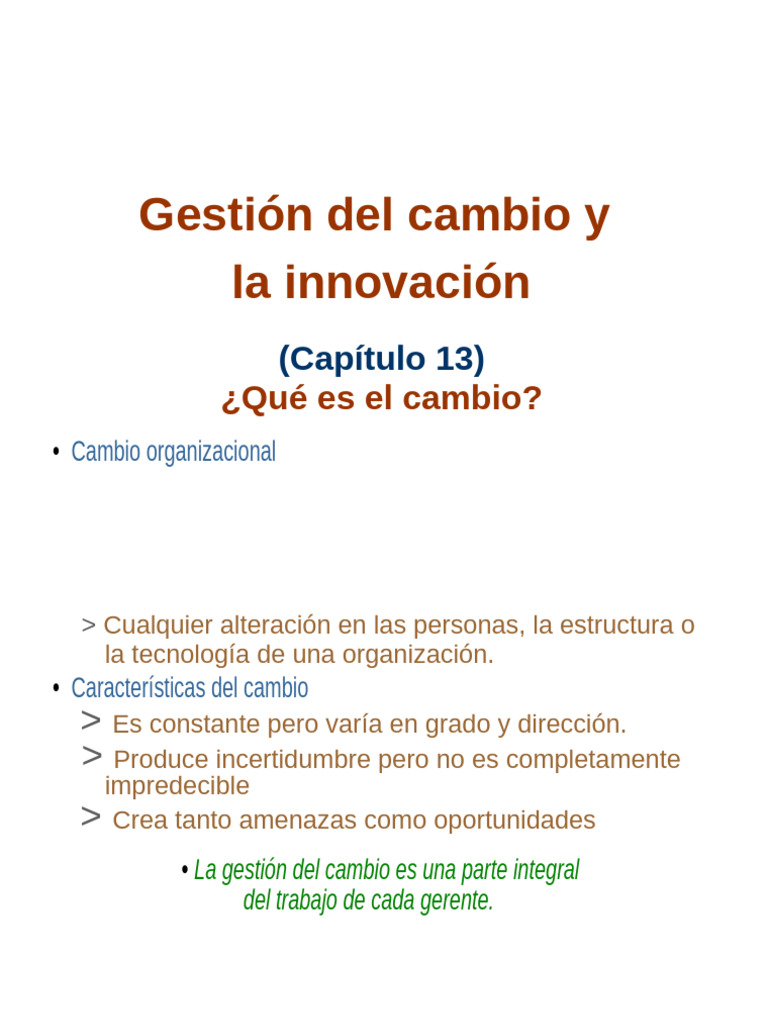 Gestión del Cambio e Innovación Organizacional | PDF | Estrés (biología ...