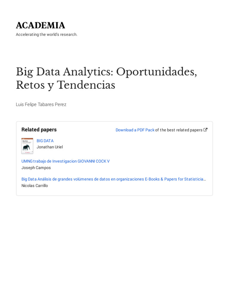 Big Data Analytics: Oportunidades y Retos | PDF | Computación en la ...