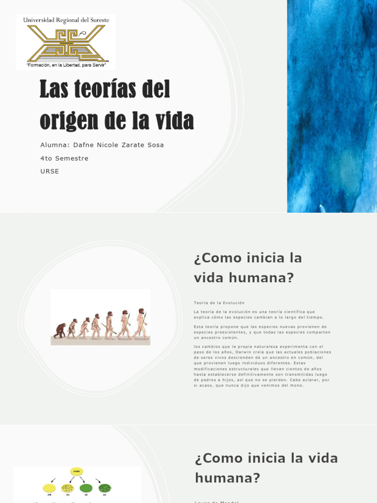 Las Teorías Del Origen de La Vida | PDF | Creacionismo | Evolución
