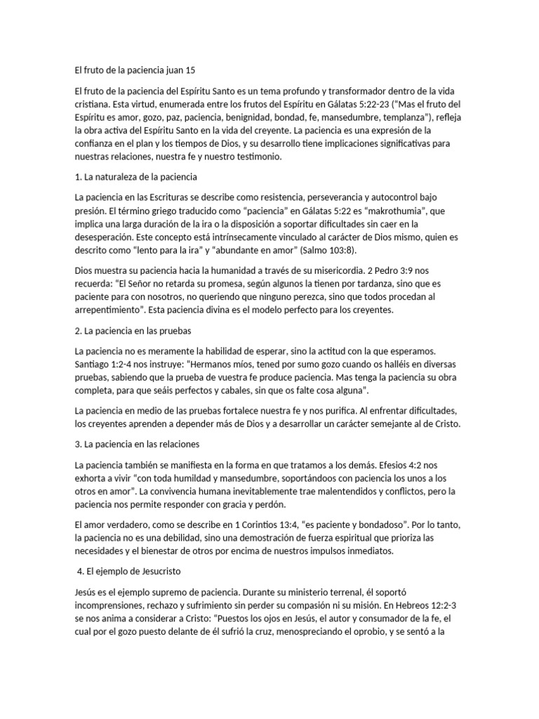 El Fruto de La Paciencia Juan 15 | PDF | Fruto Del Espiritu Santo ...