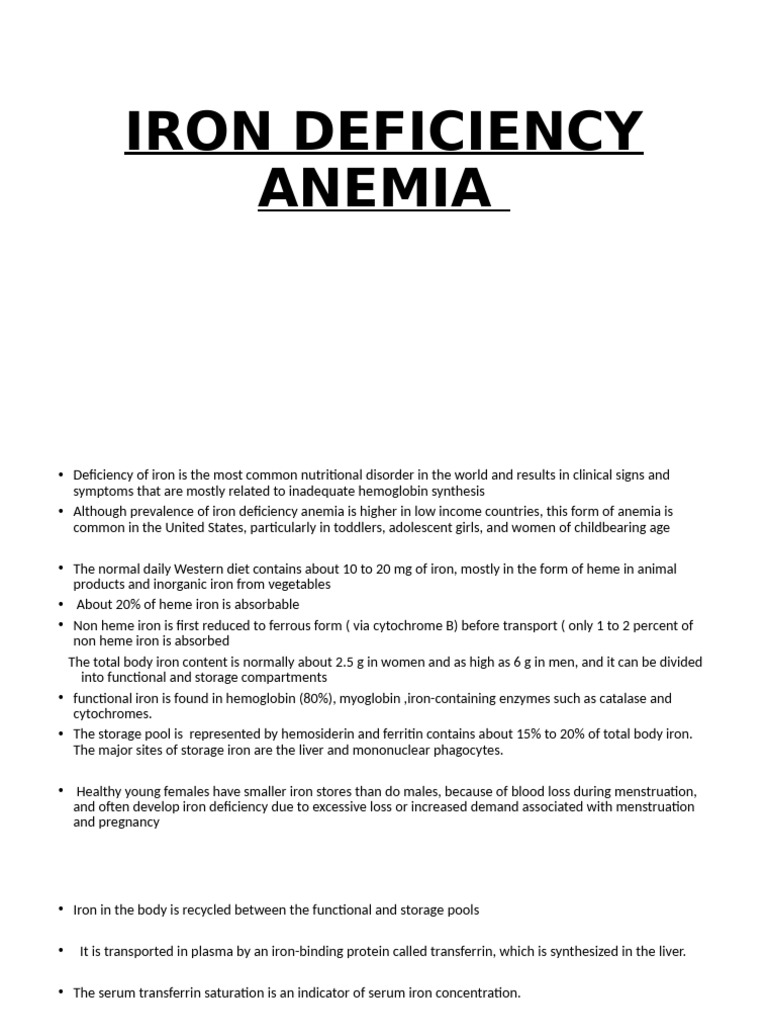 Iron Deficiency Anemia | PDF | Iron | Medical Specialties