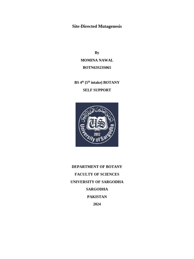 Site Directed Mutagenesis | PDF | Primer (Molecular Biology) | Dna