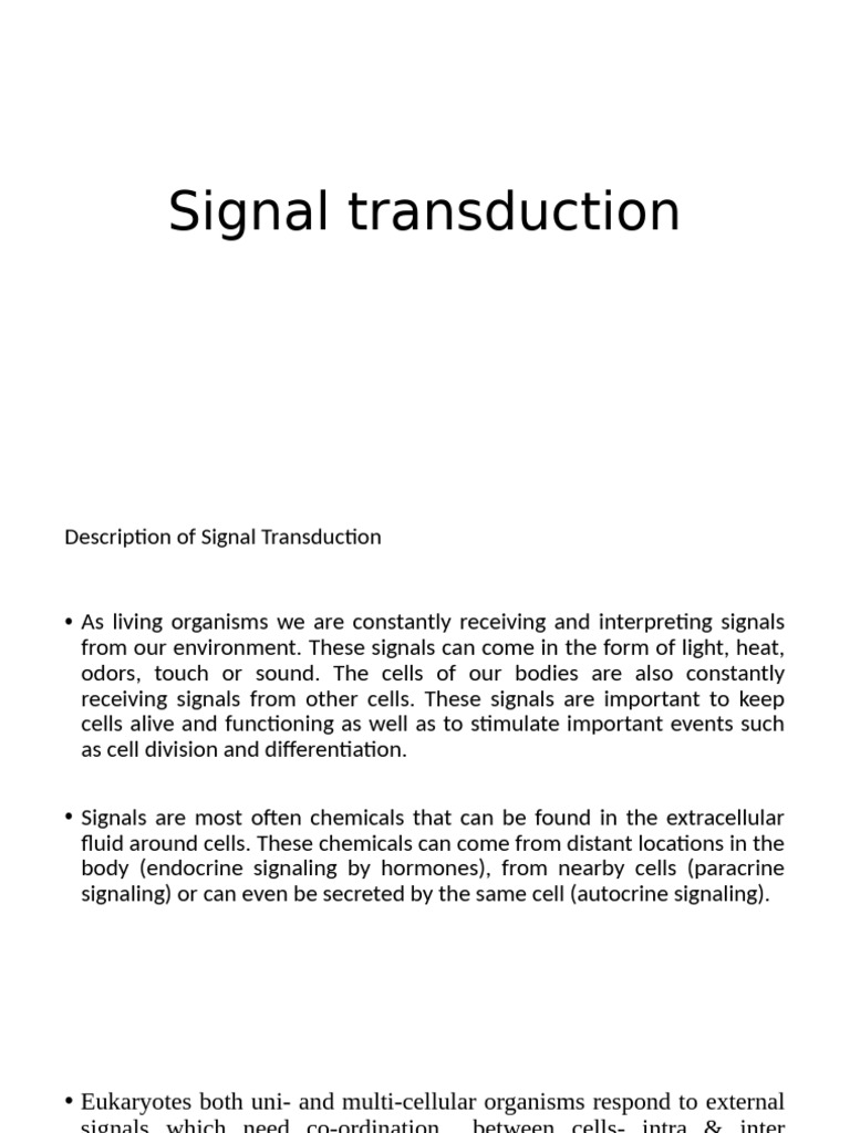 Eukaryotic Signal Transduction Overview | PDF | Cell Signaling | Signal ...
