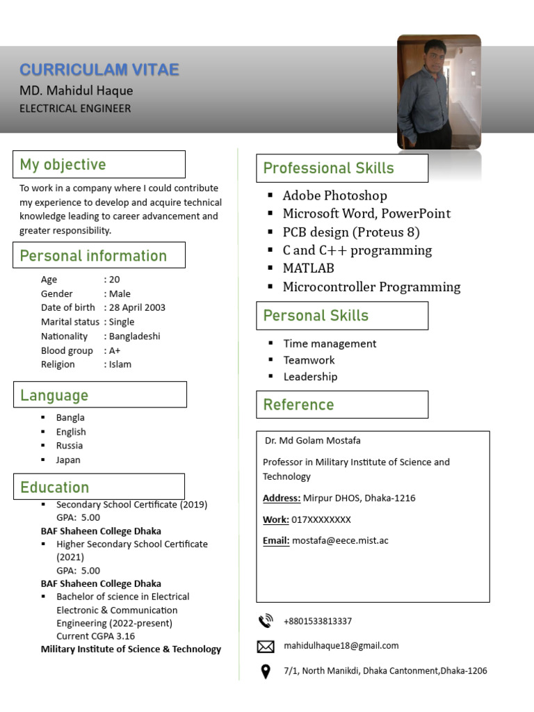 Electrical Engineer CV - MD. Mahidul Haque | PDF