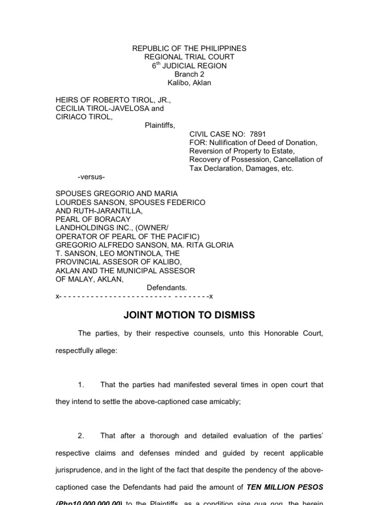 Legforms - Joint Motion To Dismiss | PDF | Law | Politics