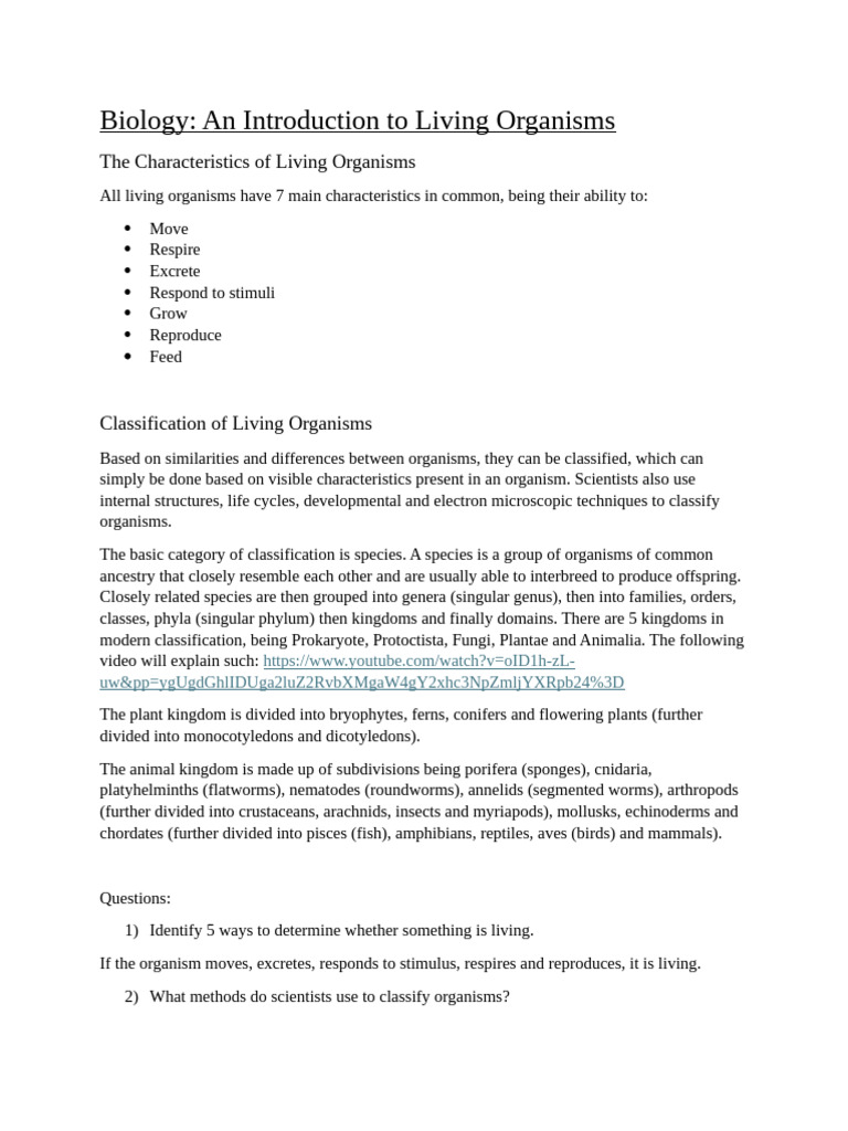 Characteristics and Classification of Life | PDF | Carbohydrates | Glucose