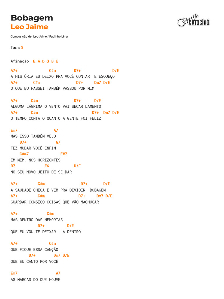 Letra da Música 